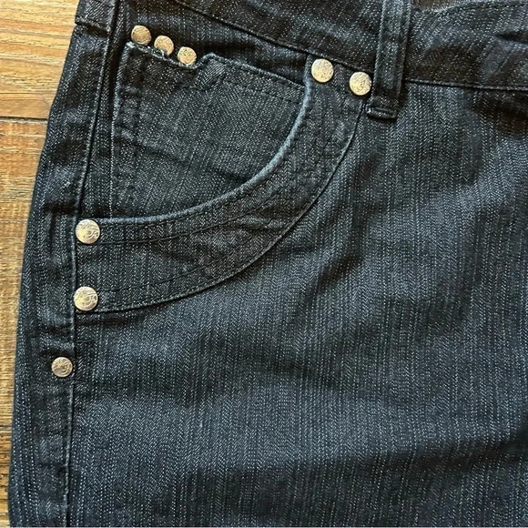 Mecca Femme Dark Denim Jeans Women’s 11/12 Y2K EUC Embroidered Detail on Back - Picture 8 of 11